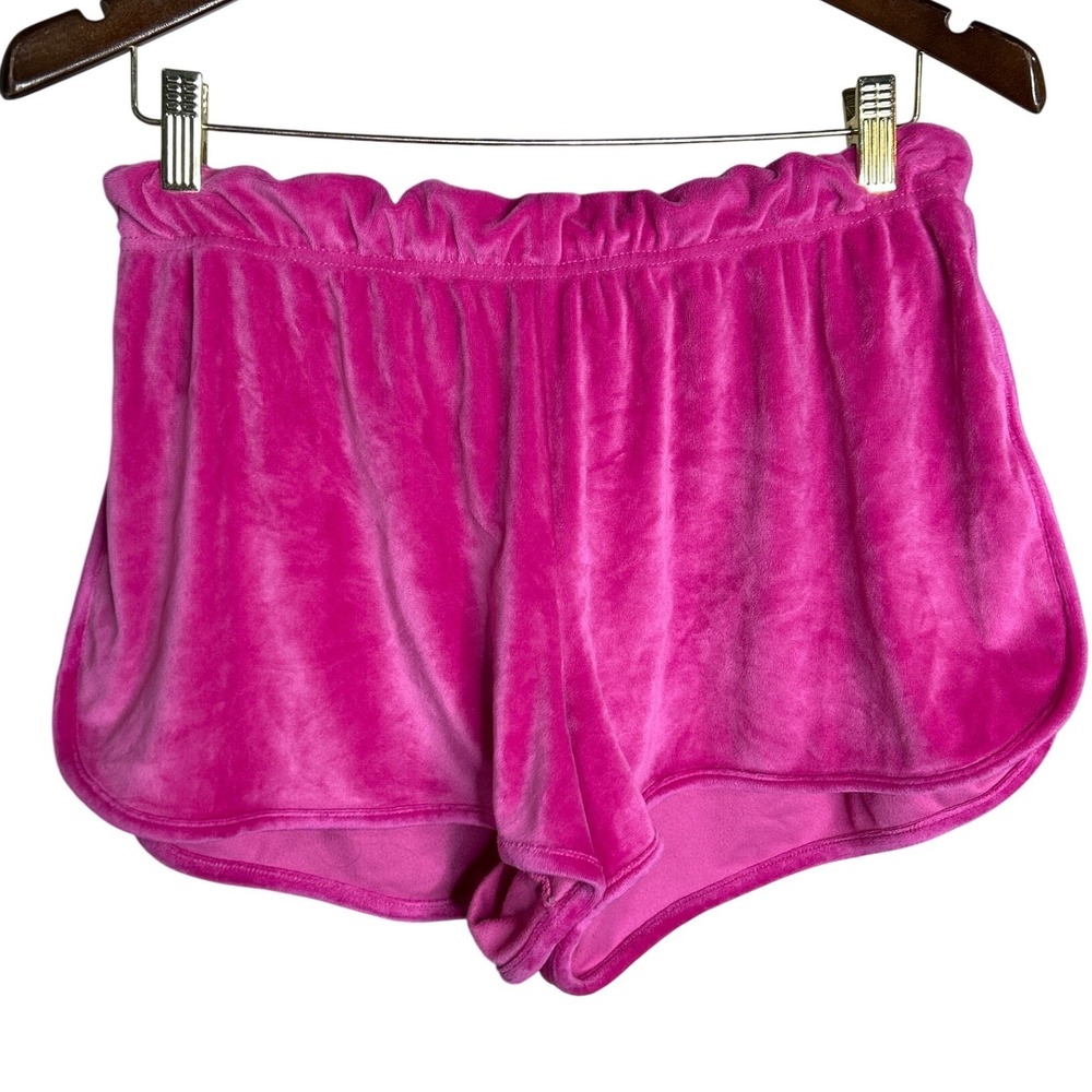 Juicy Couture Size L Pink‎ Velour Sleep Shorts Rhinestone Logo Y2K Loungewear